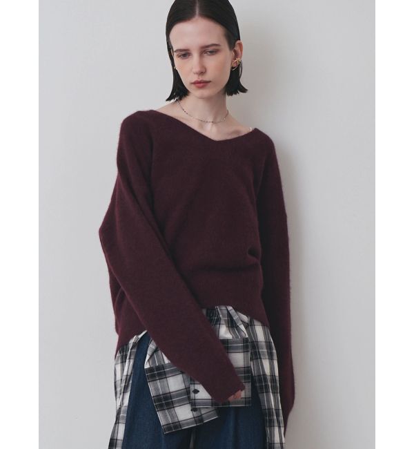 ELENDEEK「FOX WOOL V NECK KT」|ニット・セーター|ボルドー