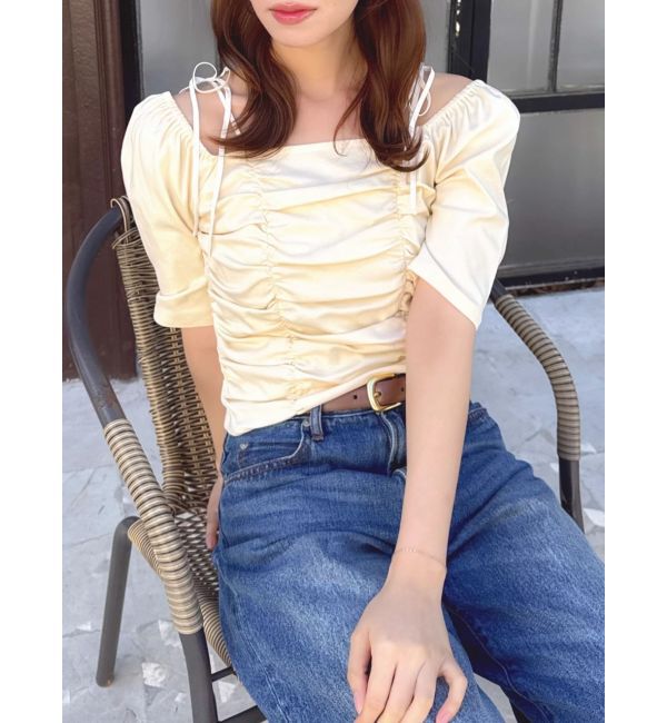 dazzlin「ギャザードロストリボントップス」|Tシャツ・カットソー|