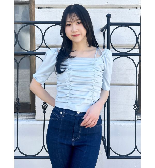 dazzlin「ギャザードロストリボントップス」|Tシャツ・カットソー|