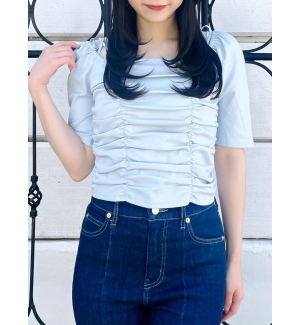 dazzlin「ギャザードロストリボントップス」|Tシャツ・カットソー|