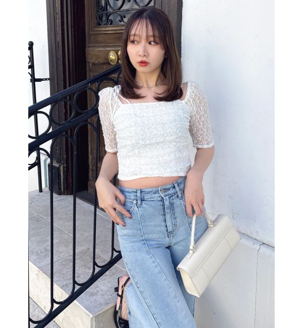 dazzlin「ギャザードロストリボントップス」|Tシャツ・カットソー|