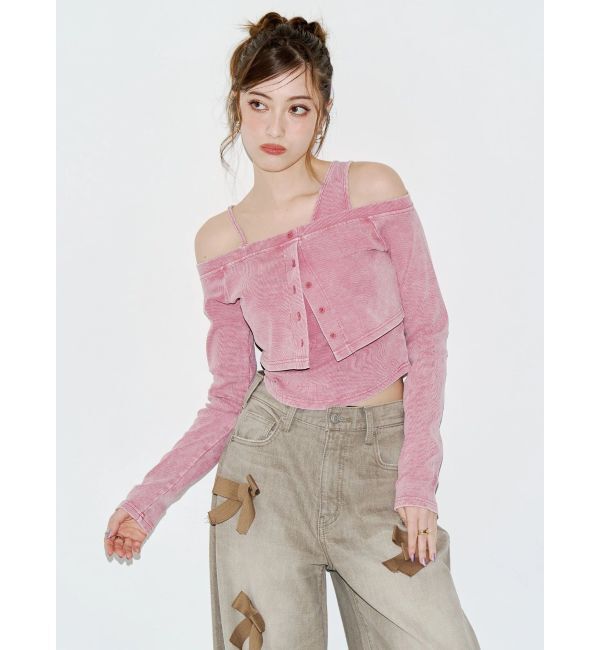 EVRIS「フェイクレイヤードピグメントトップス」|Tシャツ・カットソー|