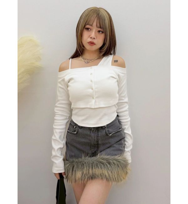 EVRIS「フェイクレイヤードピグメントトップス」|Tシャツ・カットソー|
