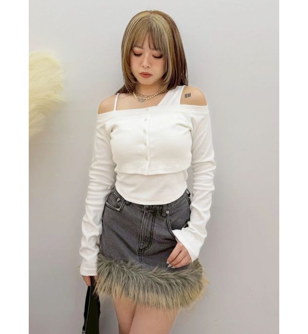 EVRIS「フェイクレイヤードピグメントトップス」|Tシャツ・カットソー|