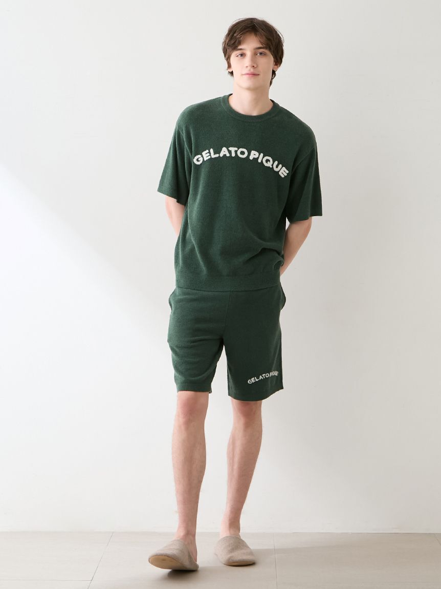 GELATO PIQUE HOMME「【HOMME】スムーズィーliteカジュアルロゴジャガードプルオーバー&ハーフパンツセット」|ルームウェア|