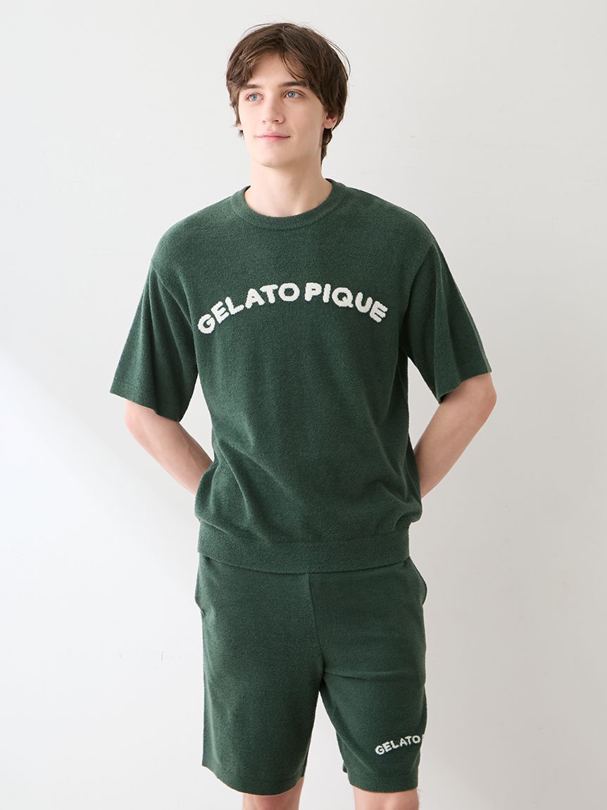 GELATO PIQUE HOMME「【HOMME】スムーズィーliteカジュアルロゴジャガードプルオーバー&ハーフパンツセット」|ルームウェア|