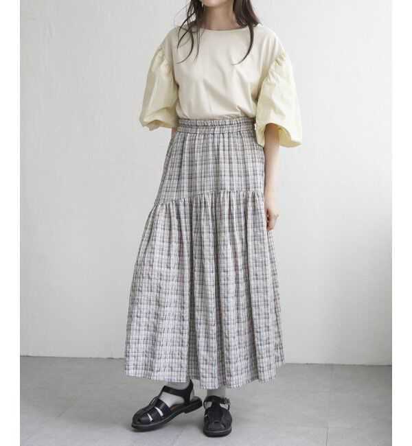 VENCE share style「ドビーチェック切り替えスカート」|スカート|