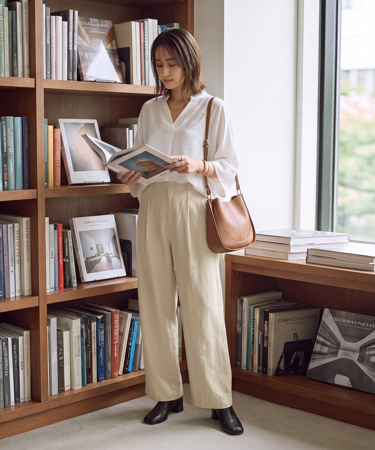 STYLE DELI「【DELI by】とろみ素材のキーネックドルマンブラウス」|シャツ・ブラウス|