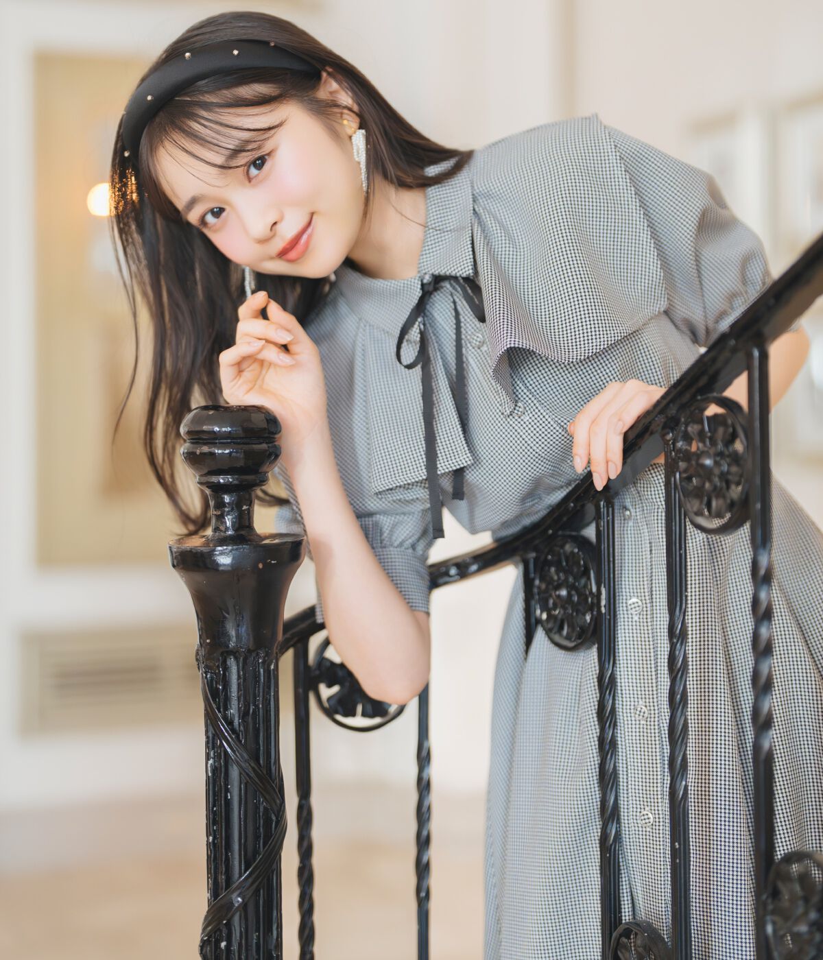 WILLSELECTION「スクエアラッフルシャツワンピース」|ワンピース|黒系チェック