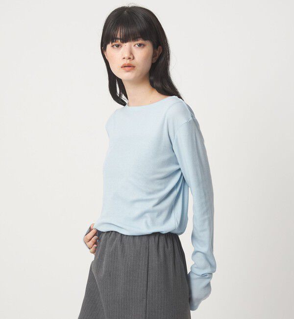 EMMEL REFINES「＜EMMEL REFINES＞EM テレコ ボートネック プルオーバー」|Tシャツ・カットソー|LT.BLUE