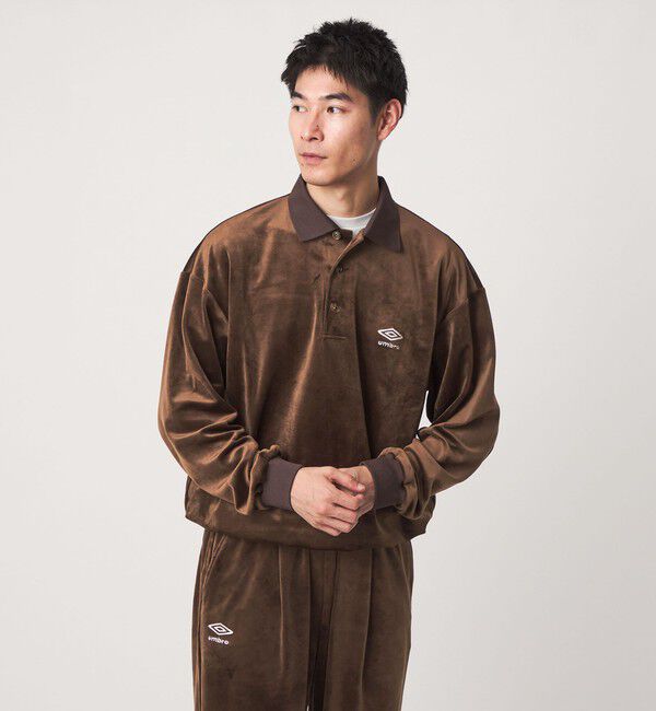 UNITED ARROWS green label relaxing「【別注】＜UMBRO＞ベロア 長袖 ポロシャツ」|ポロシャツ|DK.BROWN