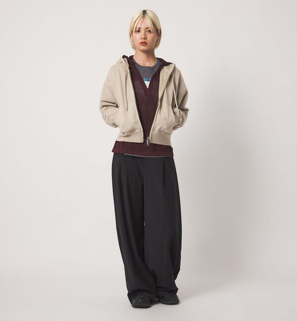 BEAUTY&YOUTH UNITED ARROWS「コットン裏毛 ジップパーカー」|カーディガン|BEIGE
