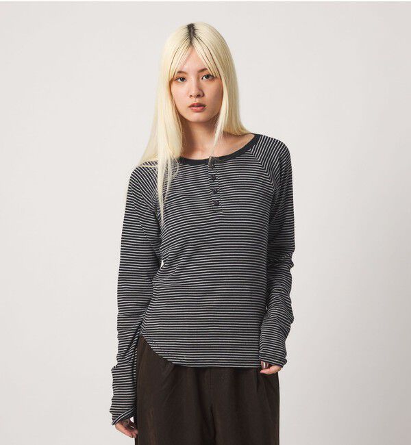 BEAUTY&YOUTH UNITED ARROWS「【別注】＜Healthknit＞ボーダー ヘンリーネック プルオーバー」|Tシャツ・カットソー|