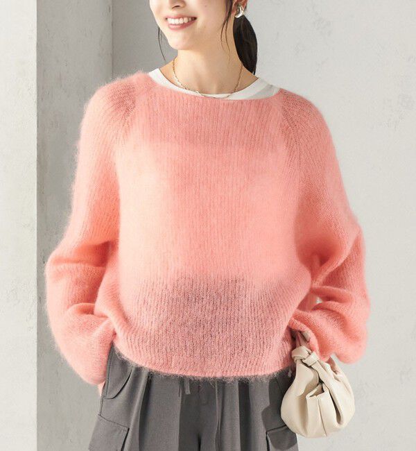 SHIPS for women「〈手洗い可能〉キッド モヘヤ 畦 プルオーバー」|ニット・セーター|サーモンピンク
