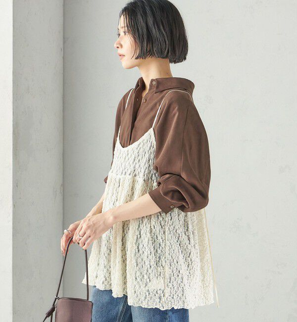 SHIPS for women「〈手洗い可能〉シュリンク レース キャミソール」|キャミソール|