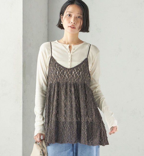 SHIPS for women「〈手洗い可能〉シュリンク レース キャミソール」|キャミソール|