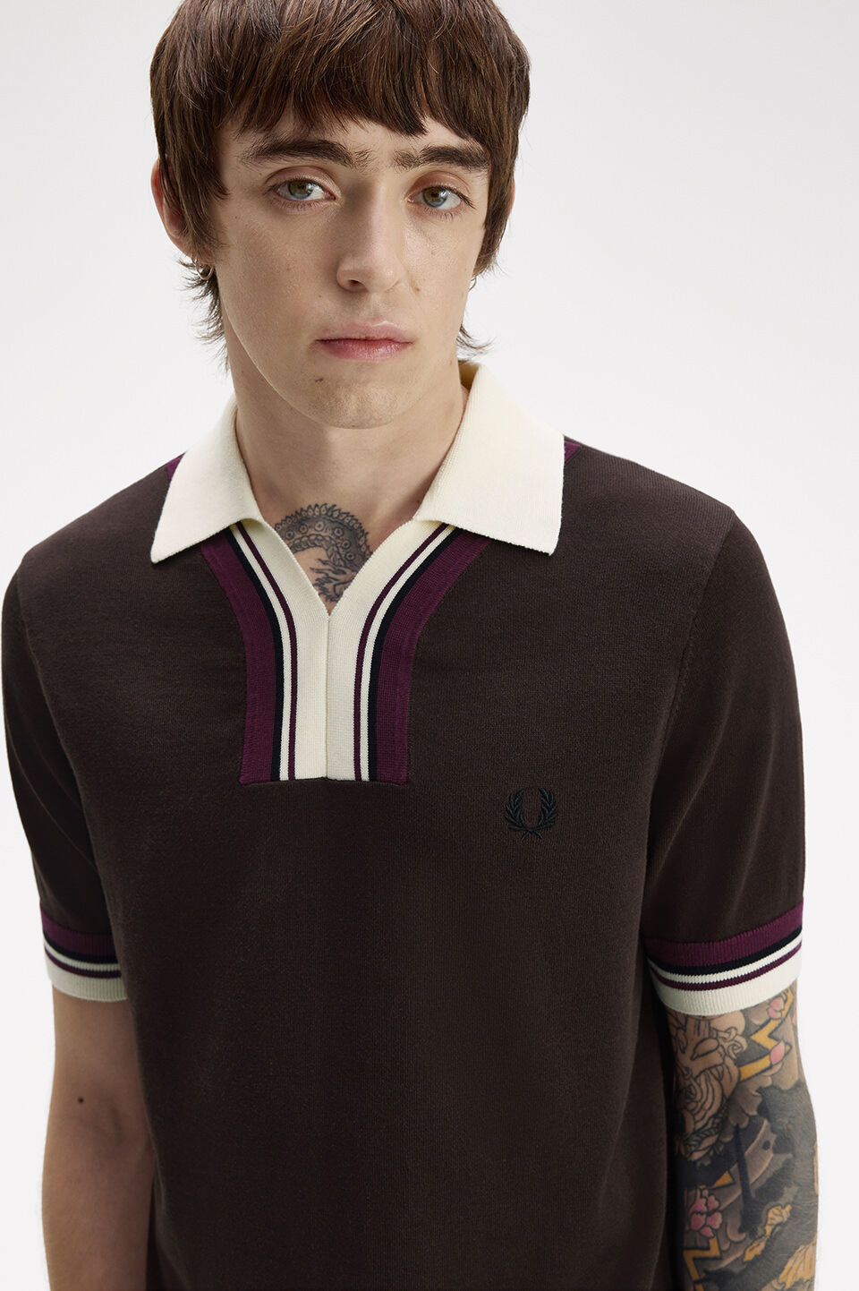 FRED PERRY 「Tipped Open Neck Knitted Shirt／オープンカラーニットポロシャツ」|ポロシャツ|