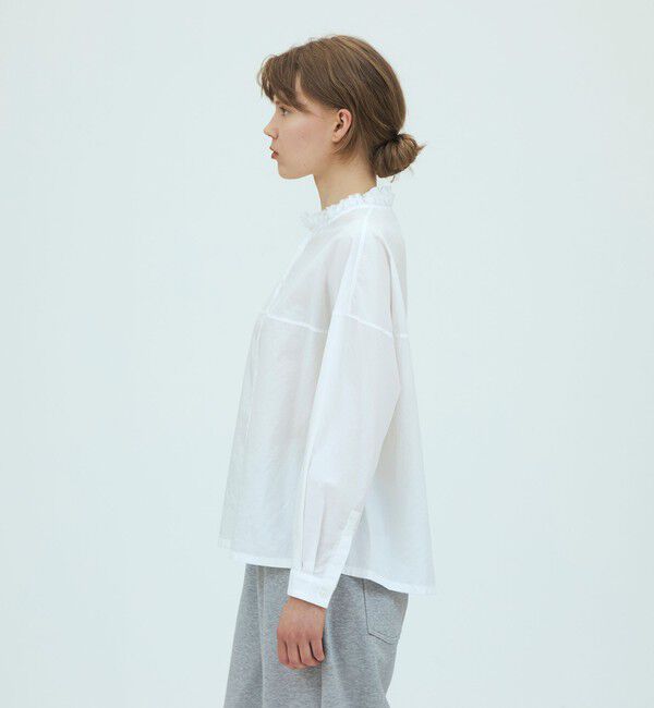 GALERIE VIE「コットンタイプライター フリルネックシャツ」|シャツ・ブラウス|