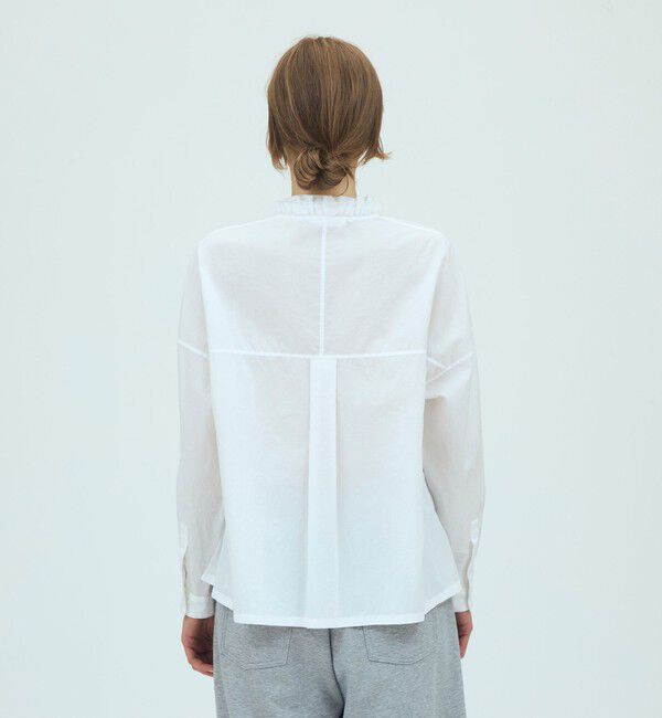 GALERIE VIE「コットンタイプライター フリルネックシャツ」|シャツ・ブラウス|