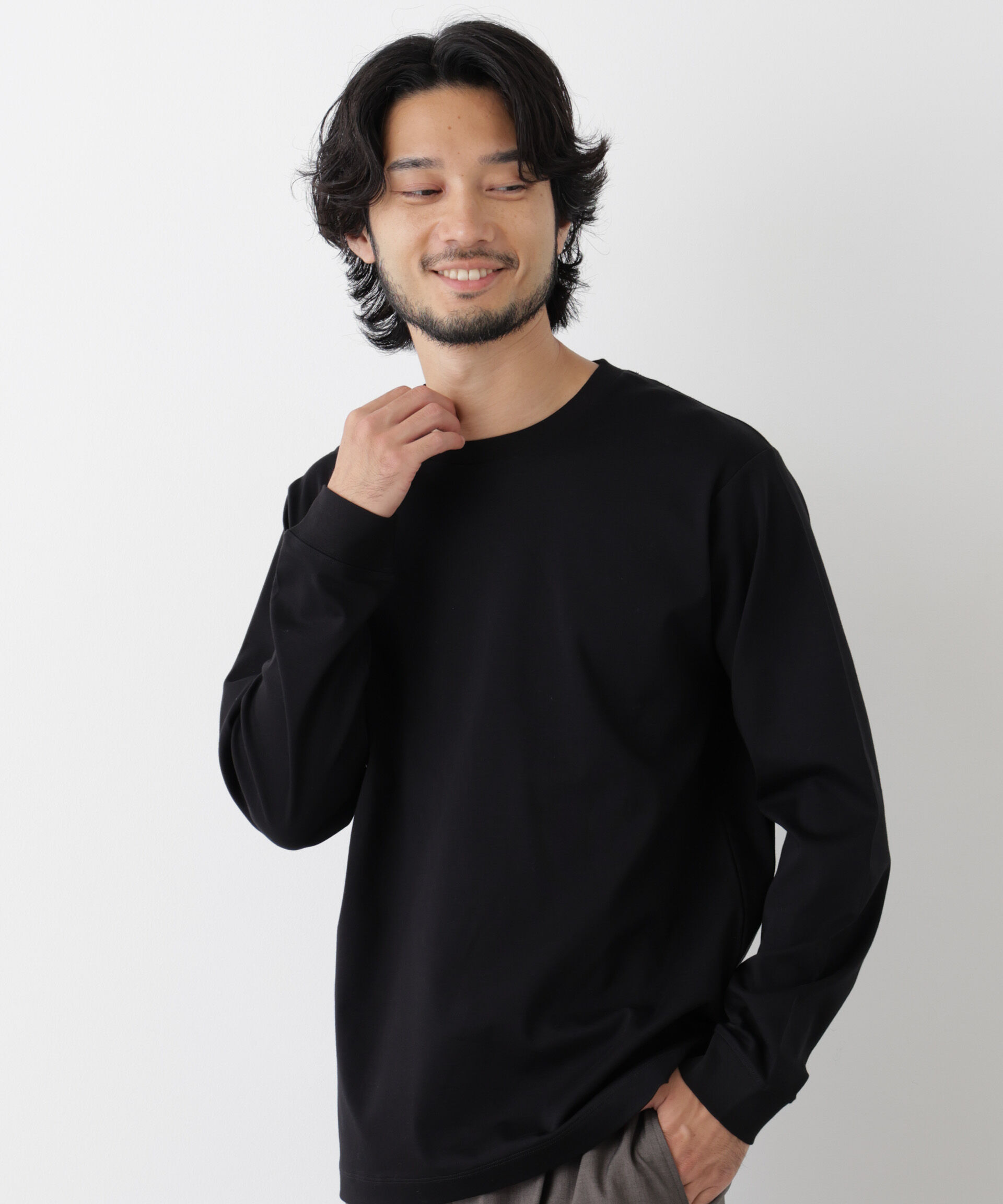 NANO universe「アンチスメルクルーネックTシャツ 長袖」|Tシャツ・カットソー|