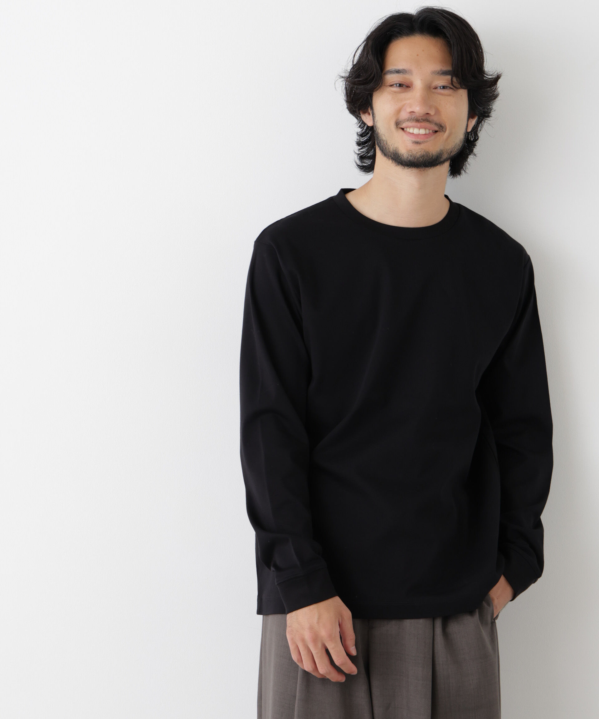 NANO universe「アンチスメルクルーネックTシャツ 長袖」|Tシャツ・カットソー|