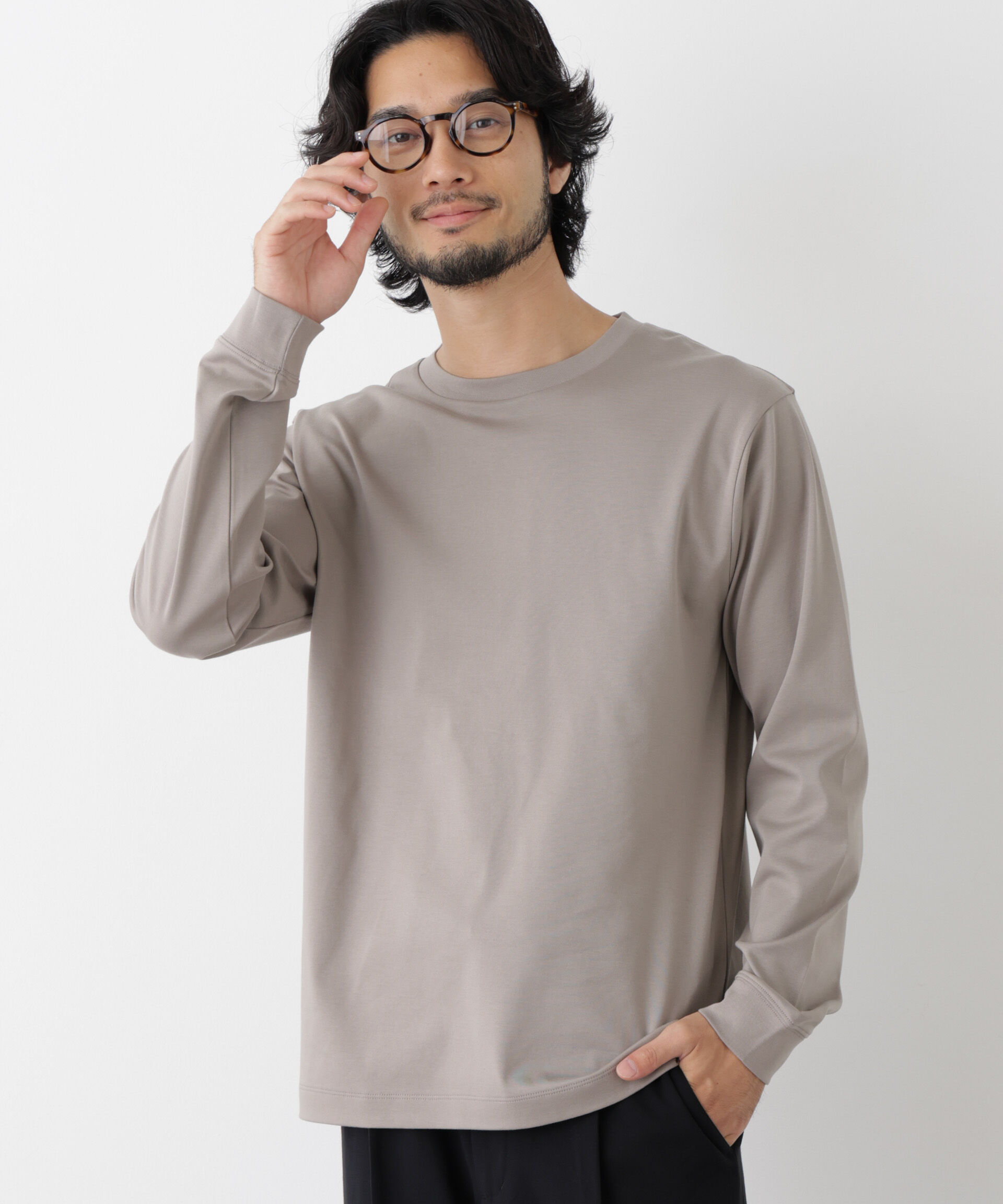 NANO universe「アンチスメルクルーネックTシャツ 長袖」|Tシャツ・カットソー|