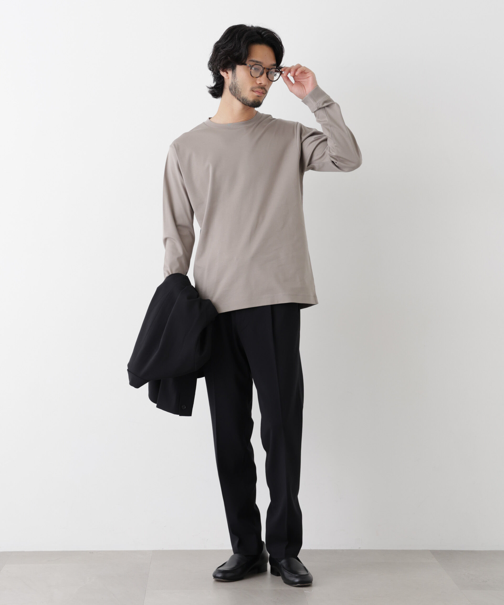 NANO universe「アンチスメルクルーネックTシャツ 長袖」|Tシャツ・カットソー|