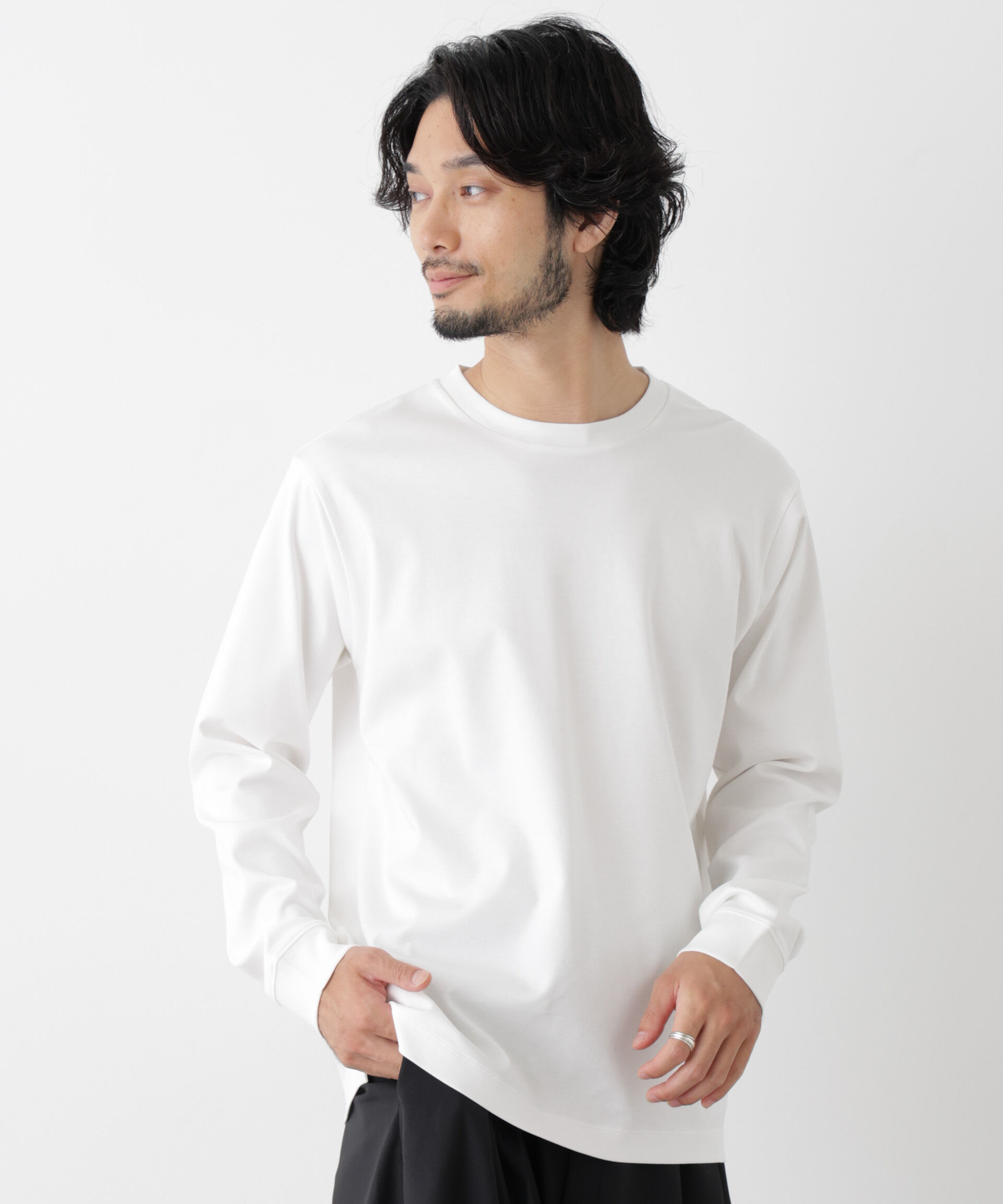NANO universe「アンチスメルクルーネックTシャツ 長袖」|Tシャツ・カットソー|