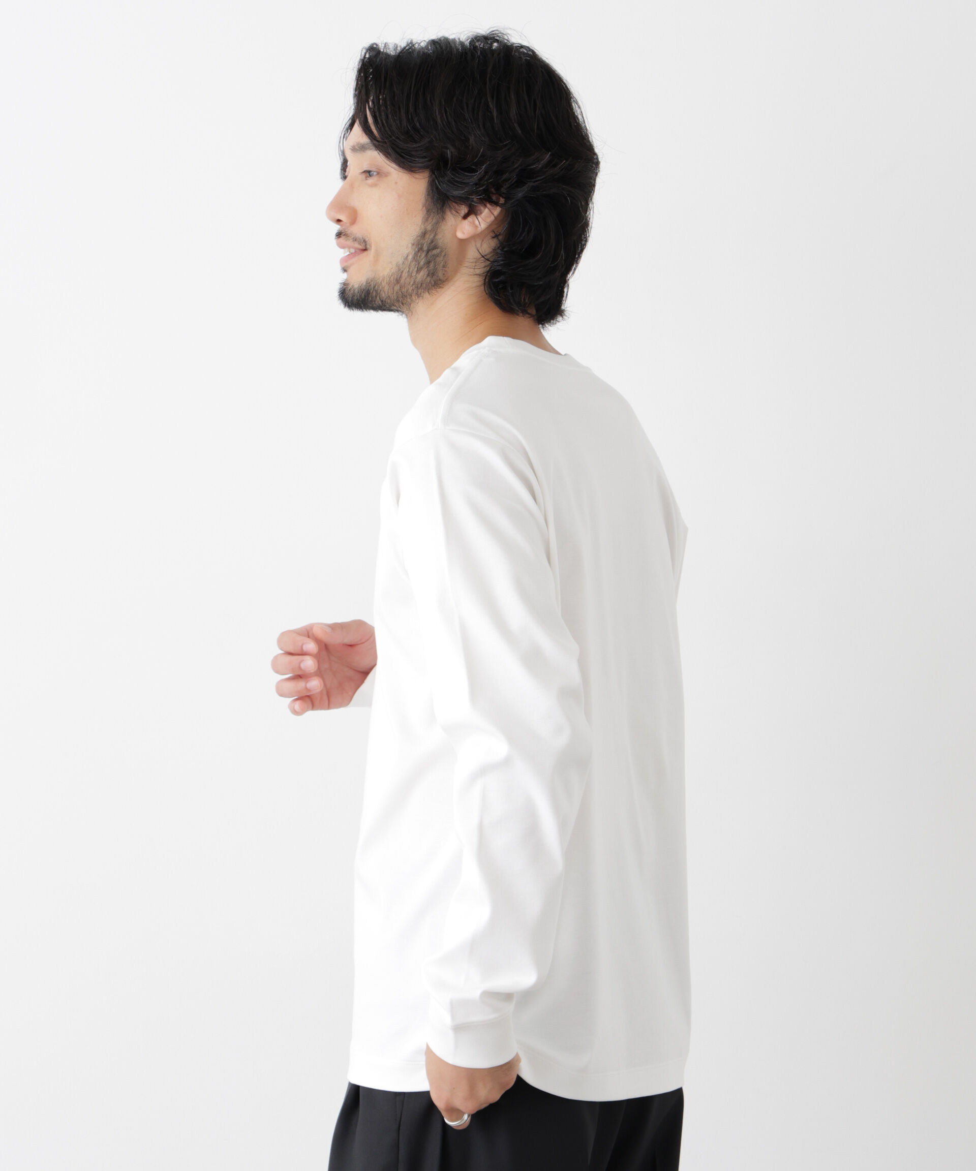 NANO universe「アンチスメルクルーネックTシャツ 長袖」|Tシャツ・カットソー|