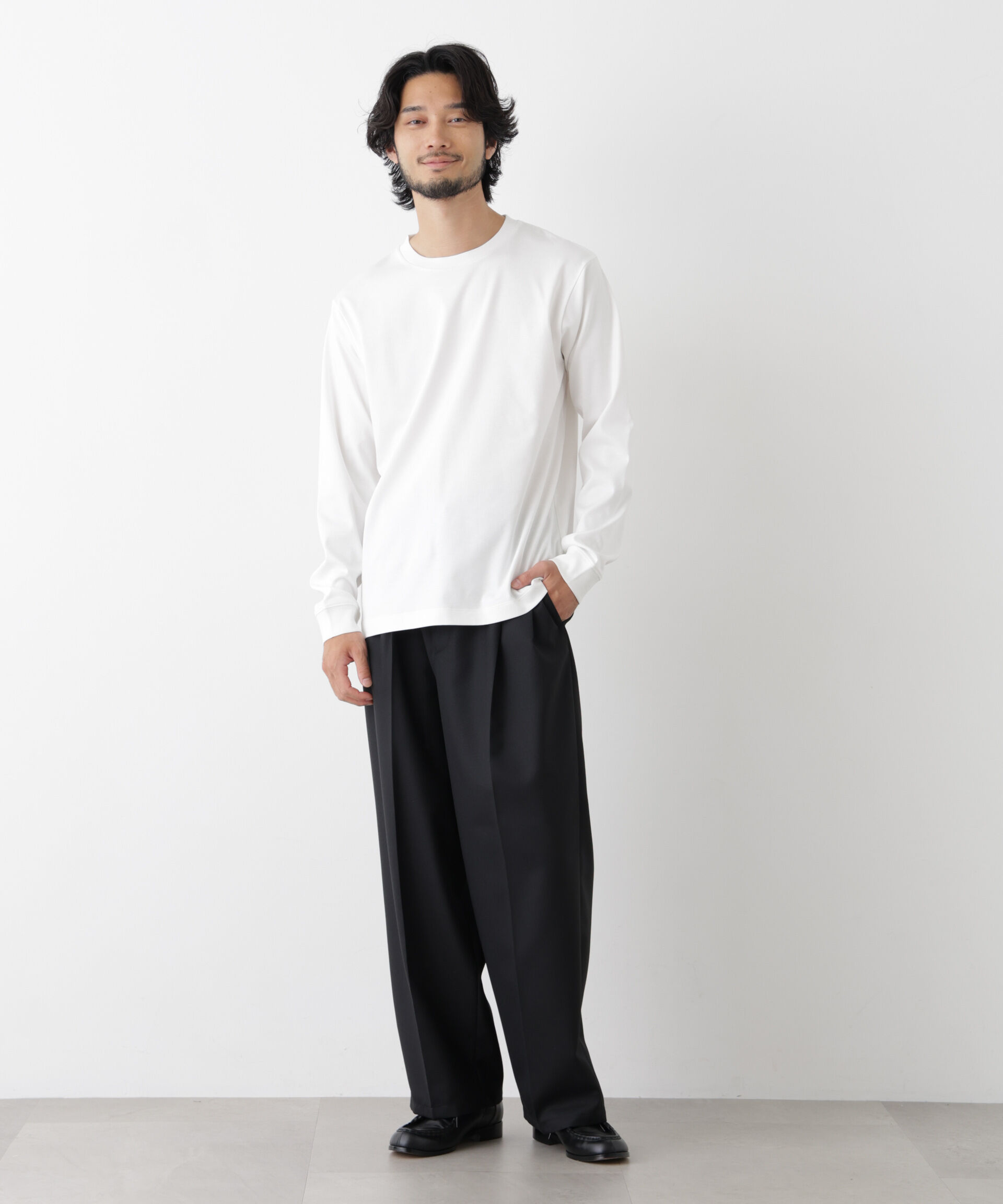NANO universe「アンチスメルクルーネックTシャツ 長袖」|Tシャツ・カットソー|