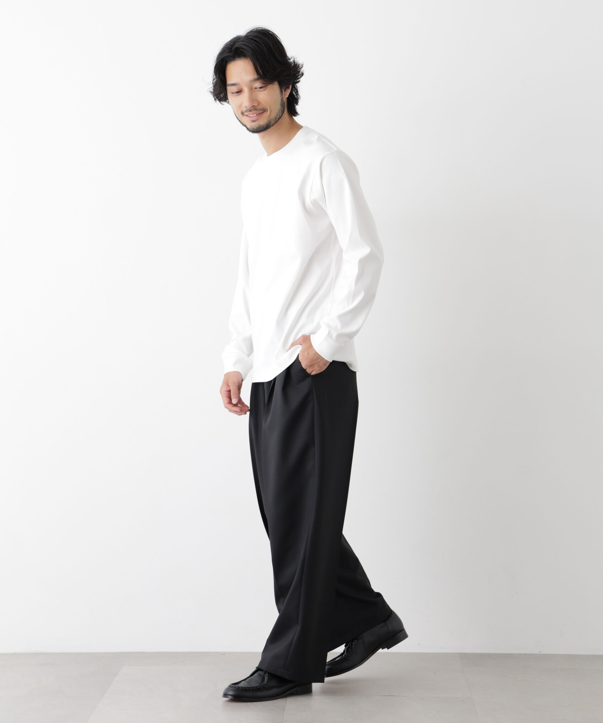 NANO universe「アンチスメルクルーネックTシャツ 長袖」|Tシャツ・カットソー|