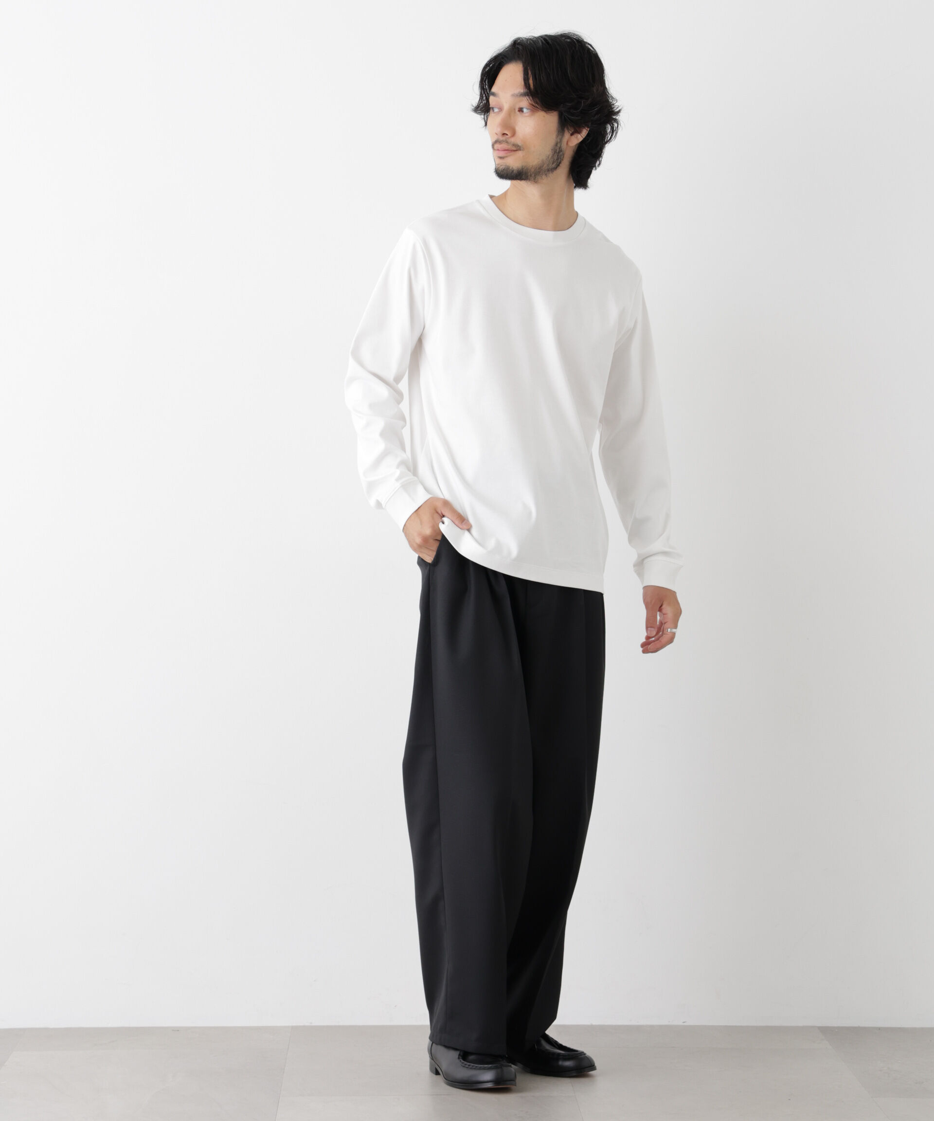 NANO universe「アンチスメルクルーネックTシャツ 長袖」|Tシャツ・カットソー|