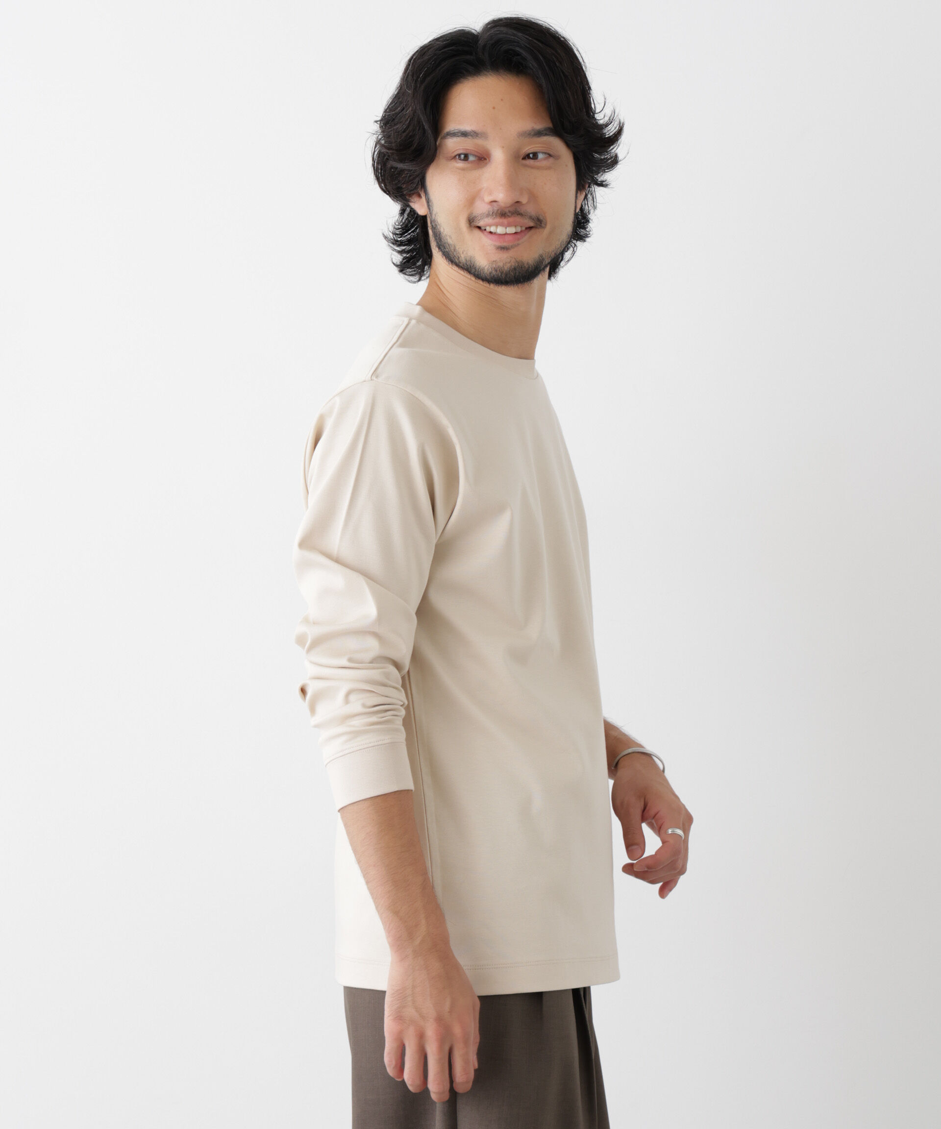 NANO universe「アンチスメルクルーネックTシャツ 長袖」|Tシャツ・カットソー|