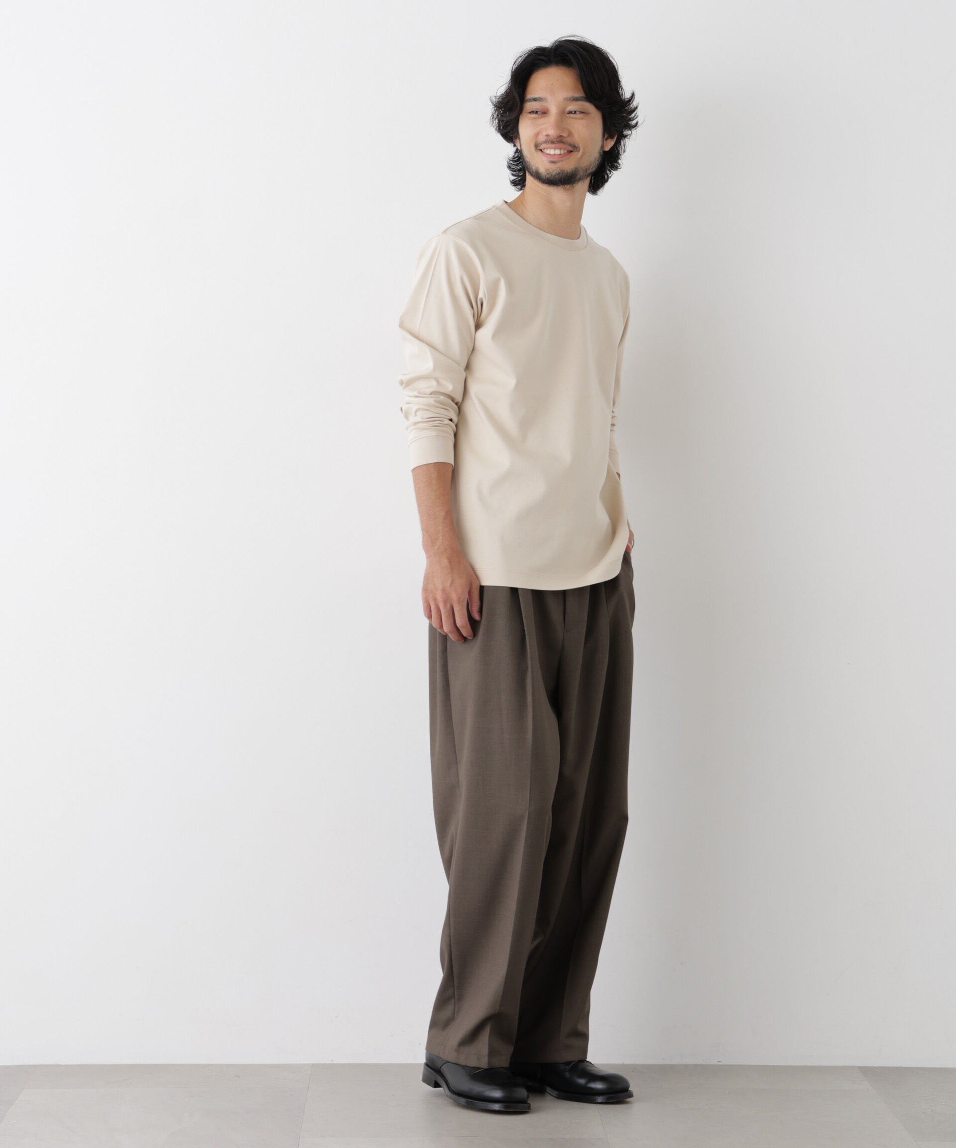 NANO universe「アンチスメルクルーネックTシャツ 長袖」|Tシャツ・カットソー|