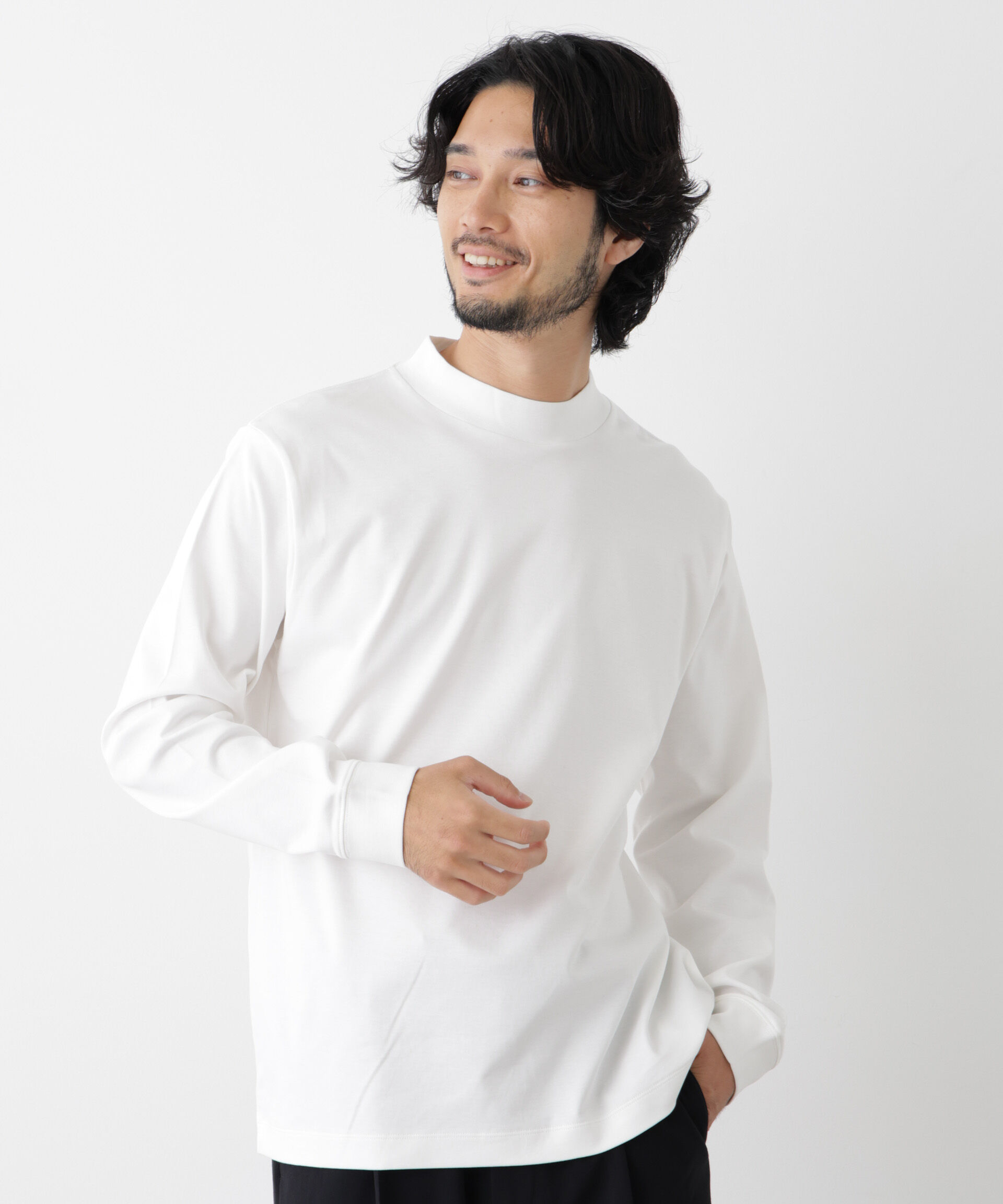 NANO universe「アンチスメルモックネックTシャツ 長袖」|Tシャツ・カットソー|