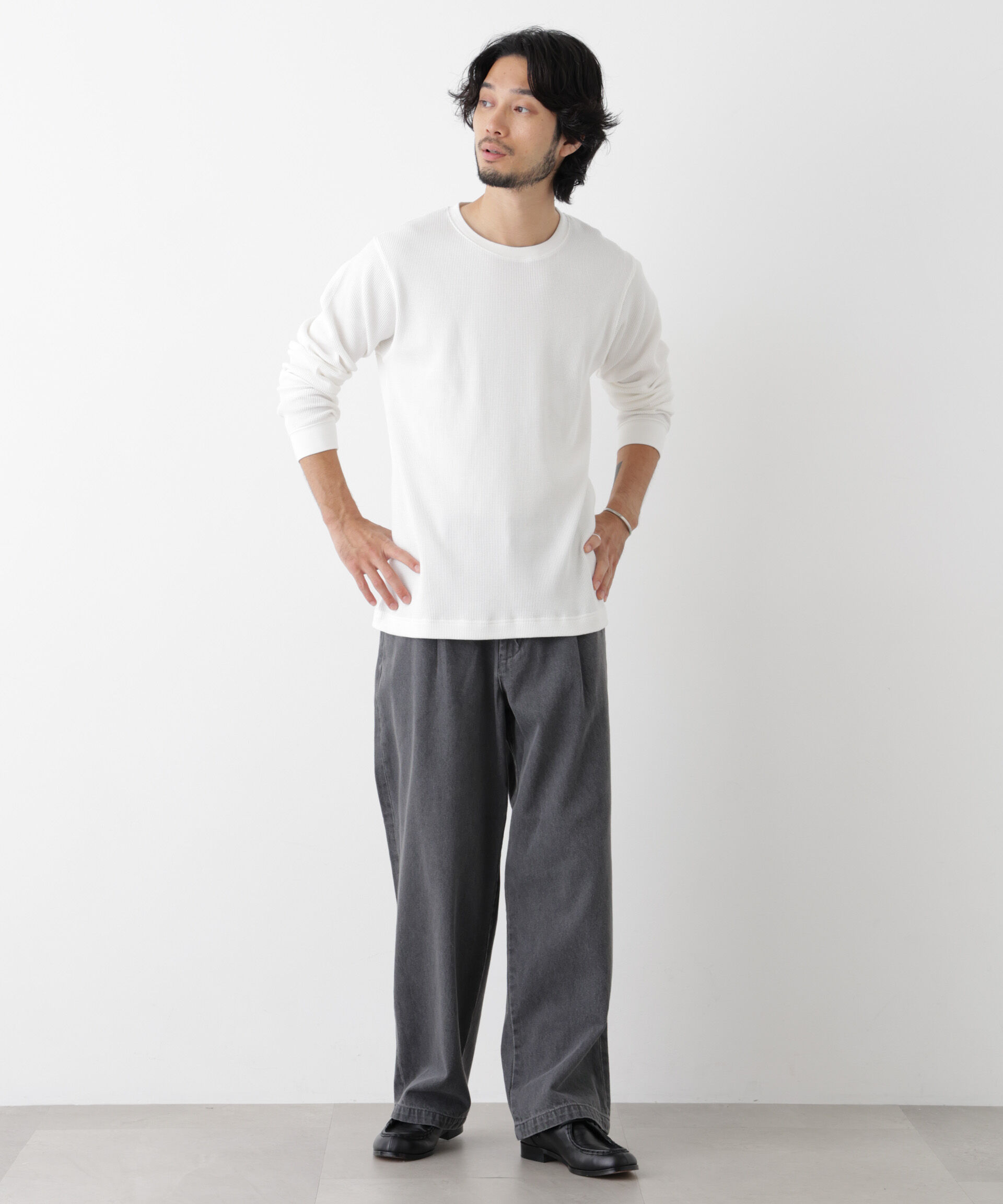NANO universe「アンチスメルワッフル Tシャツ 長袖」|Tシャツ・カットソー|