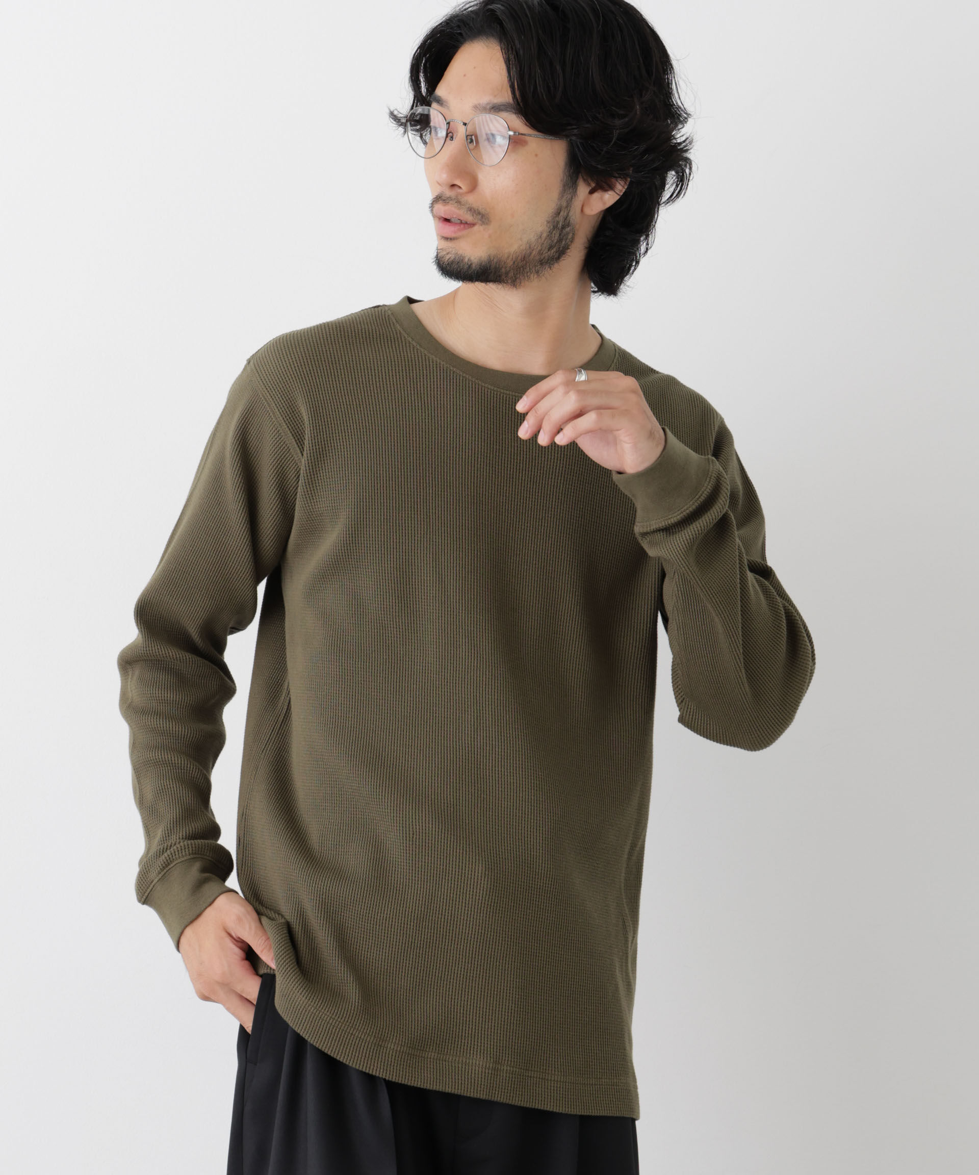 NANO universe「アンチスメルワッフル Tシャツ 長袖」|Tシャツ・カットソー|