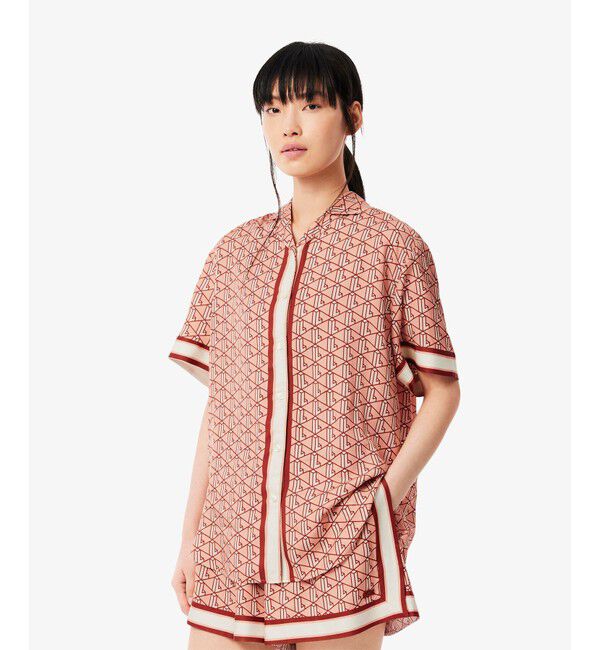 LACOSTE「ウィメンズオープンカラーモノグラムシャツ」|シャツ・ブラウス|