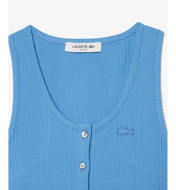 LACOSTE「フロントボタン ランダムピッチリブニットタンクトップ」|タンクトップ|