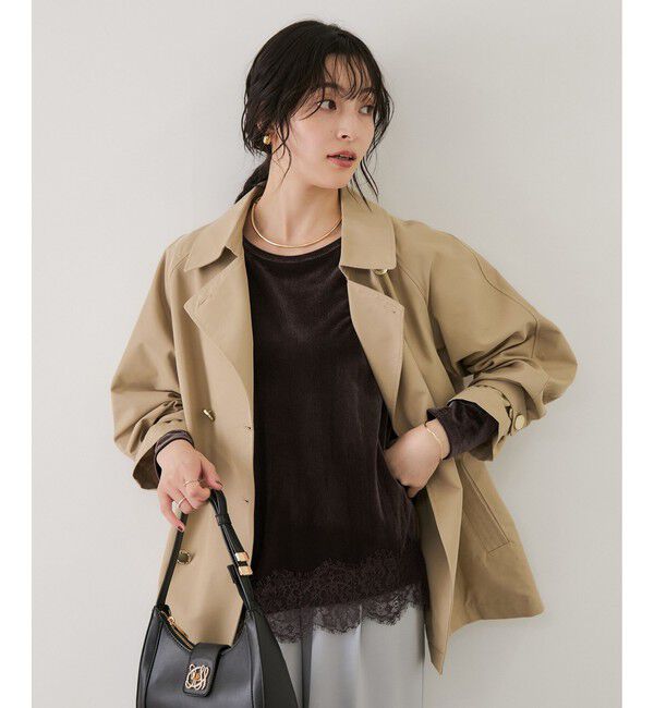 VIS「リブベロアアシンメトリー裾レーストップス」|Tシャツ・カットソー|