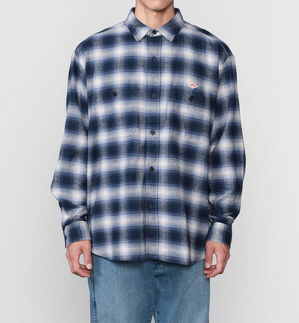 DANTON「DANTON | フランネル レギュラーカラー長袖シャツ MEN」|シャツ・ブラウス|
