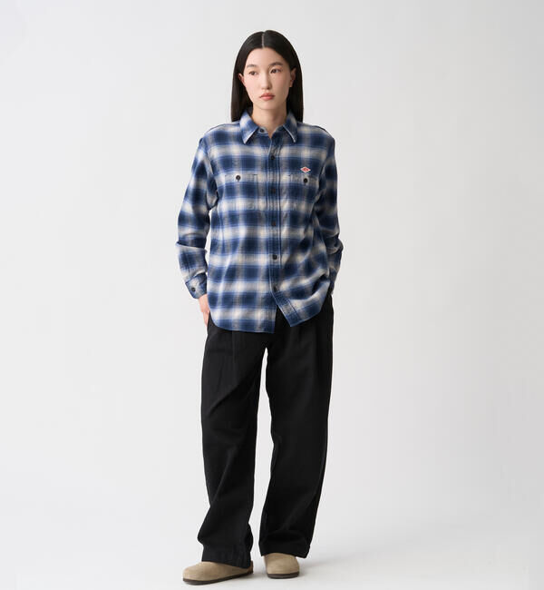 DANTON「DANTON | フランネル レギュラーカラー長袖シャツ WOMEN」|シャツ・ブラウス|