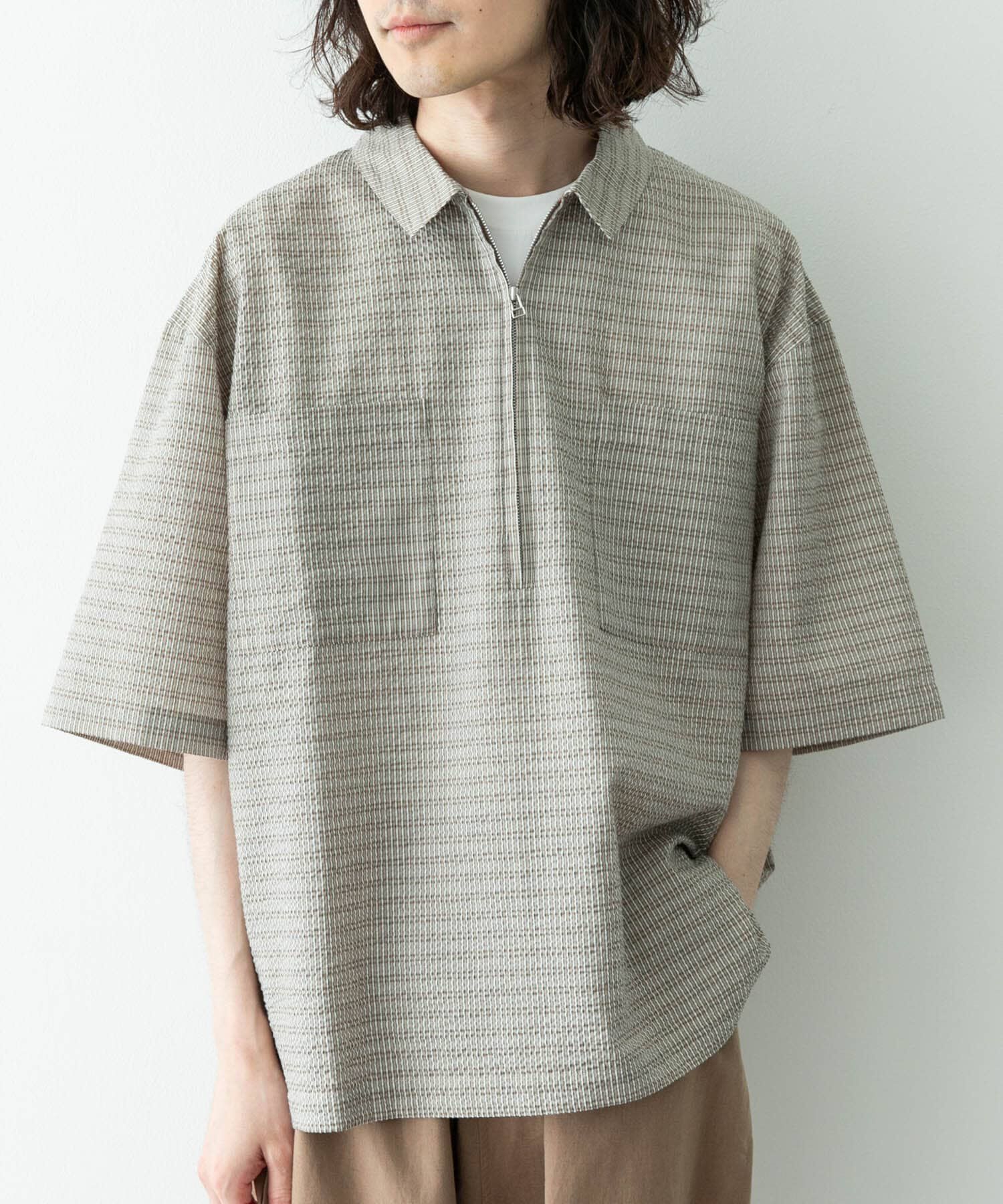 Sonny Label 「シアサッカーハーフジッププルオーバー」|シャツ・ブラウス|