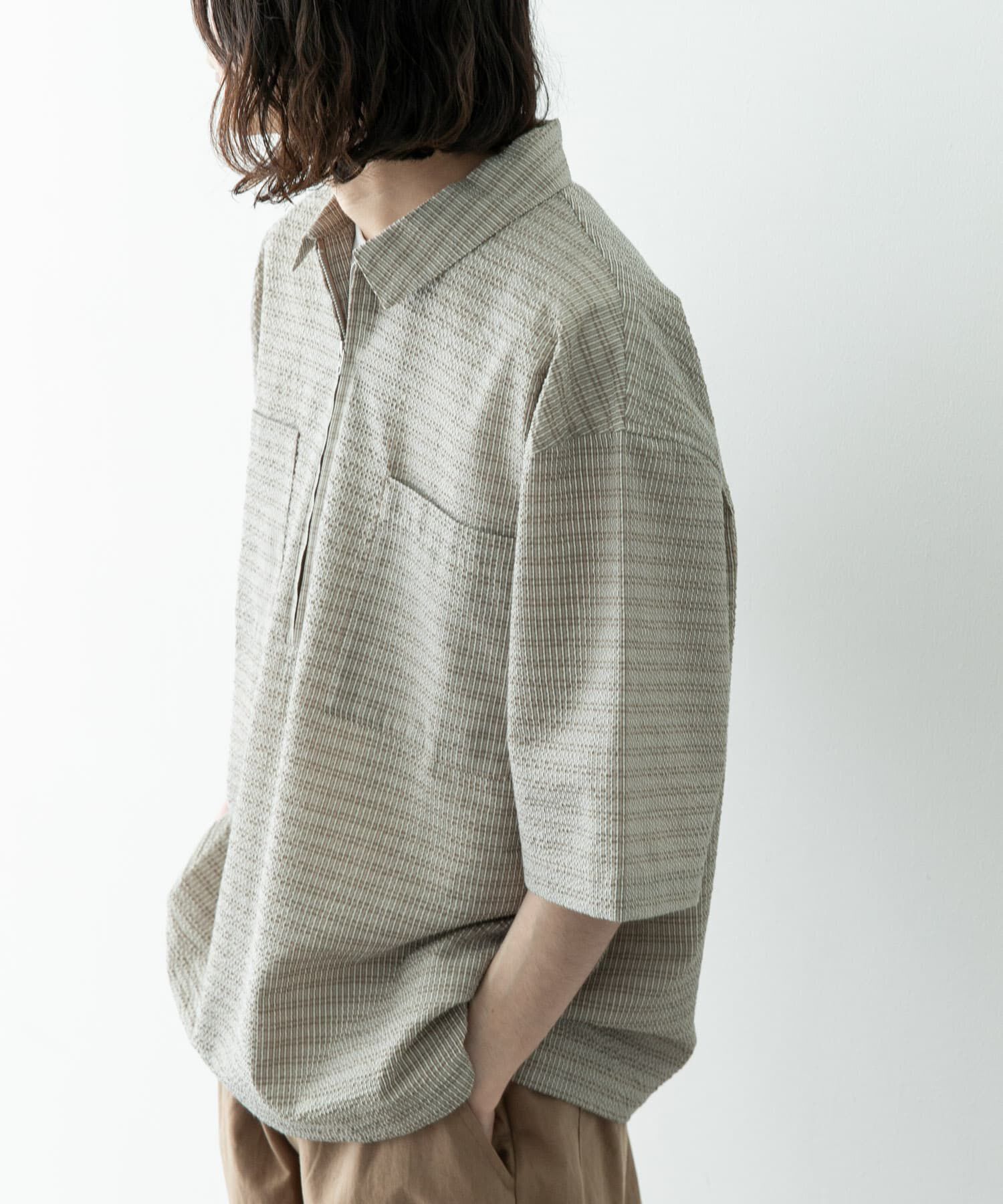 Sonny Label 「シアサッカーハーフジッププルオーバー」|シャツ・ブラウス|