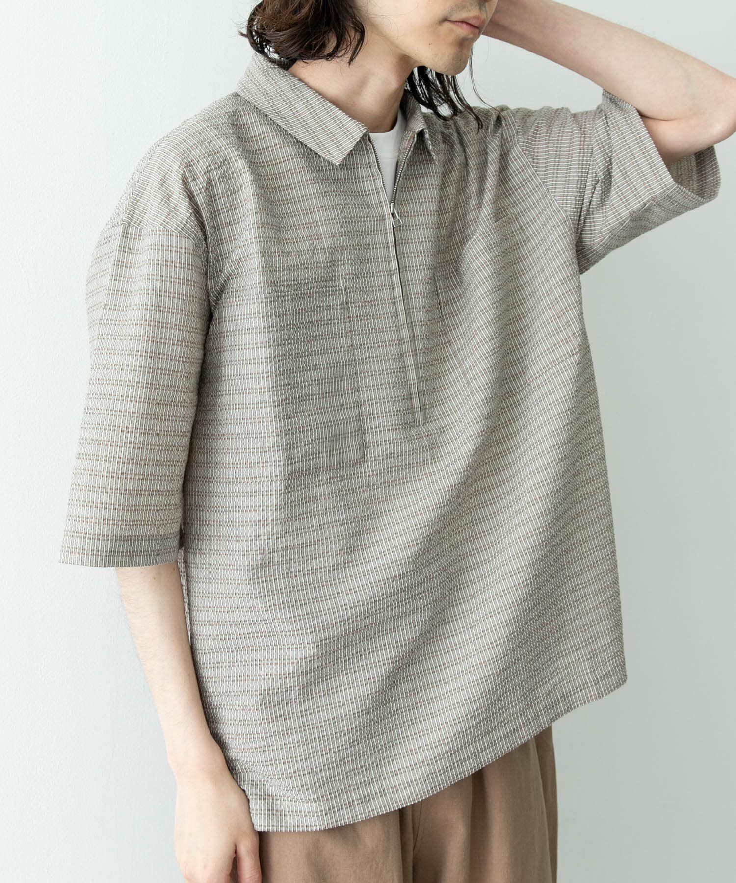 Sonny Label 「シアサッカーハーフジッププルオーバー」|シャツ・ブラウス|