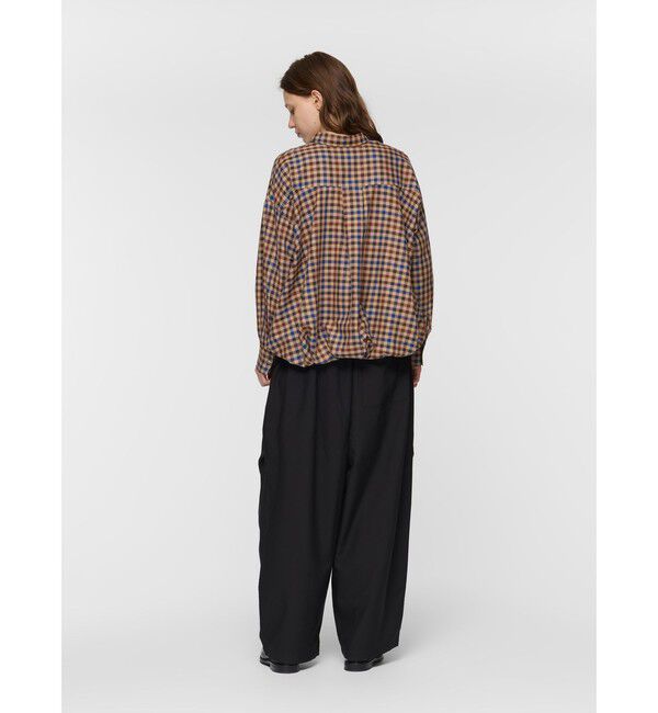 mizuiro ind「mizuiro ind チェックロングスリーブバルーンシャツ」|シャツ・ブラウス|