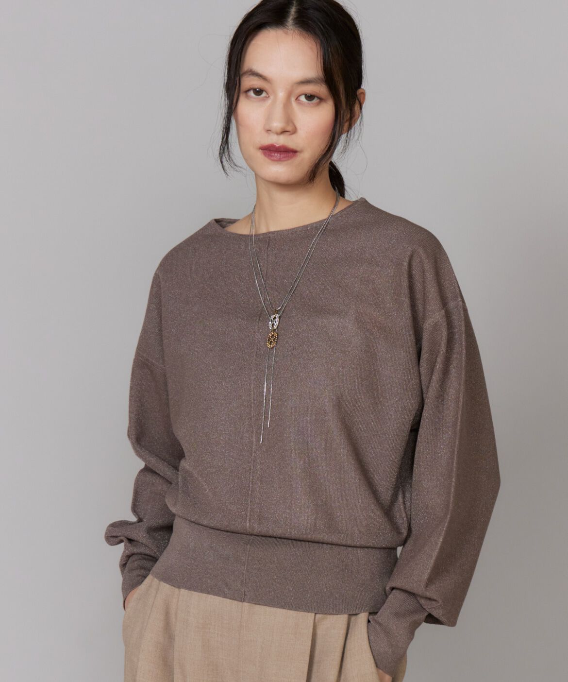 INED「ラメニットプルオーバー《la veille by SUPERIOR CLOSET》」|ニット・セーター|モカチャ3