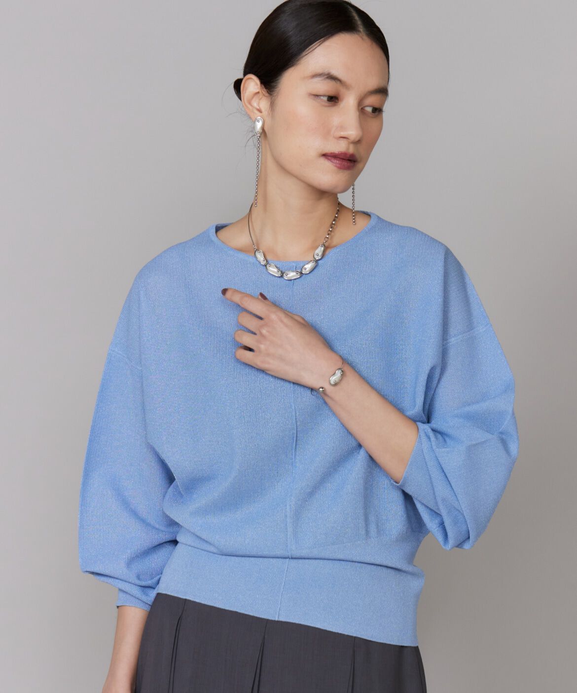 INED「ラメニットプルオーバー《la veille by SUPERIOR CLOSET》」|ニット・セーター|ブルー1