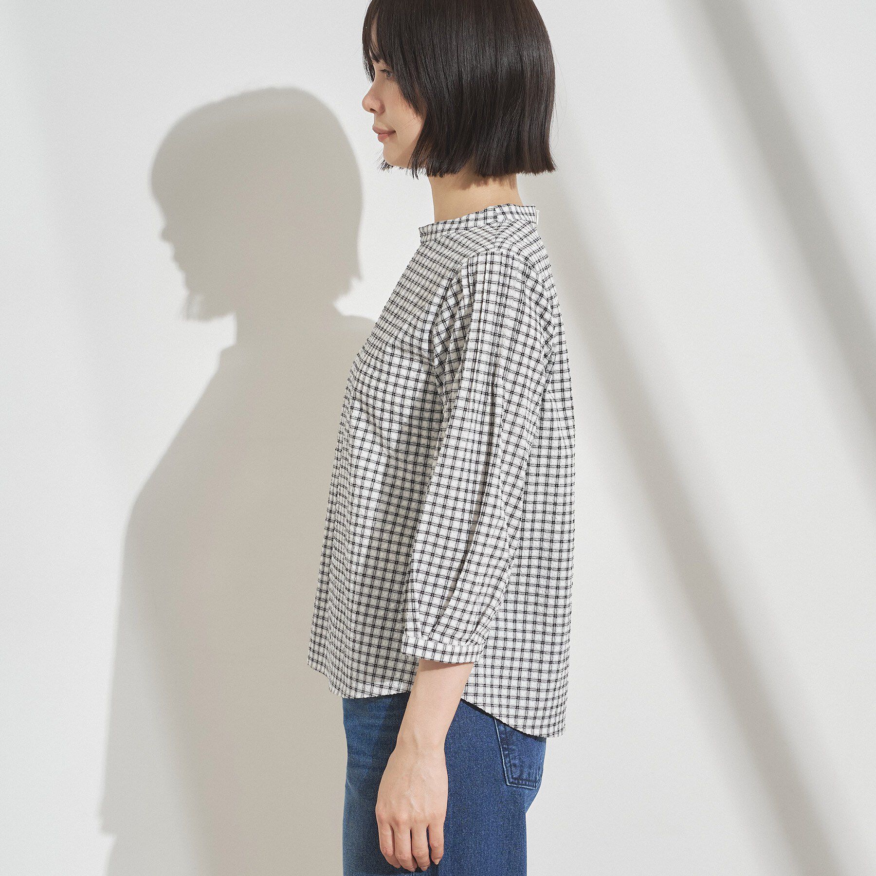 INDIVI「【初秋にピッタリ！／洗える】凹凸素材ミニスタンドトップス」|Tシャツ・カットソー|