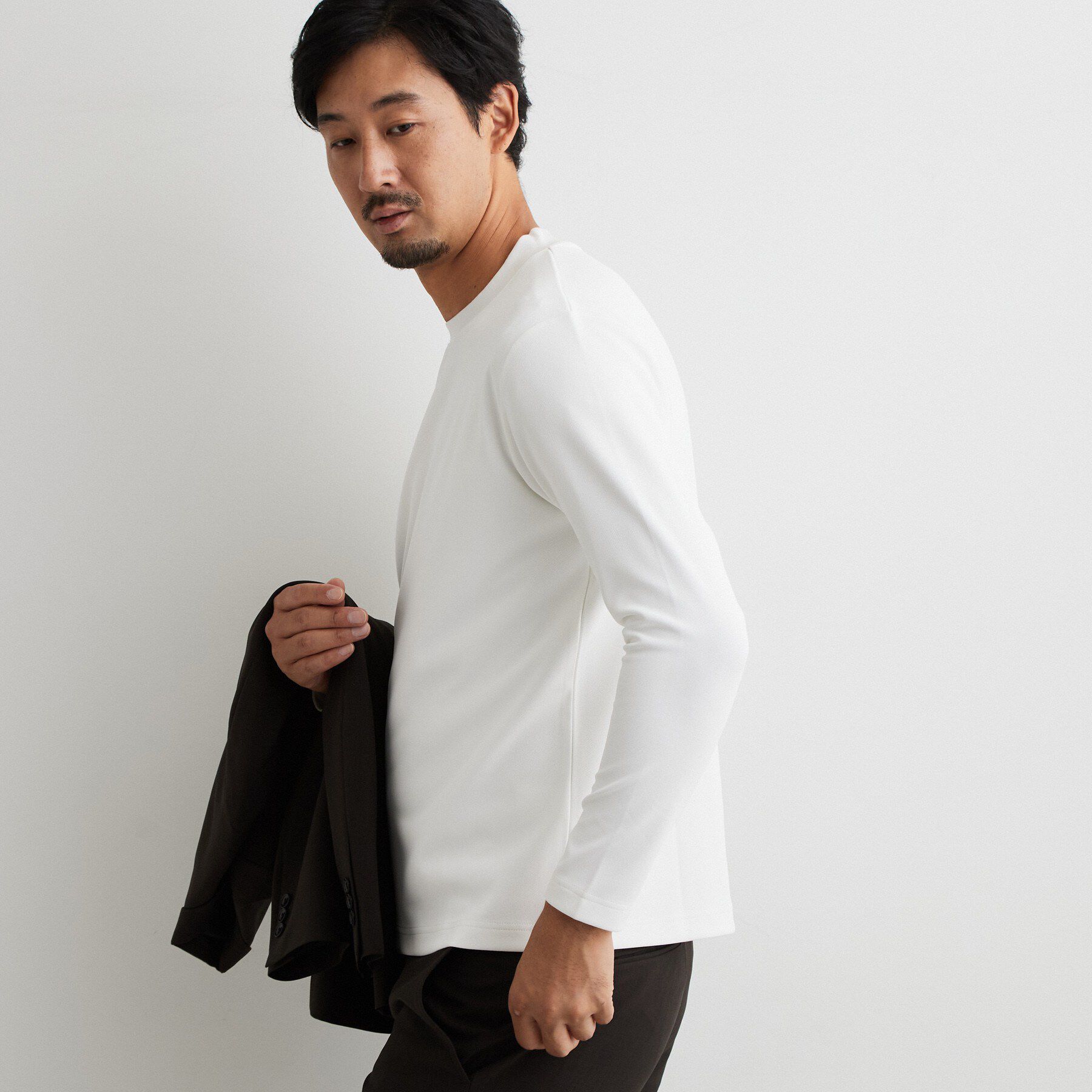 THE SHOP TK「【ジャケットインにおすすめ】ビジネス長袖Tシャツ 洗濯機OK／襟高」|Tシャツ・カットソー|